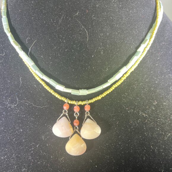 David Aubrey Green Bead Two-Layer Necklace - Picture 2 of 5